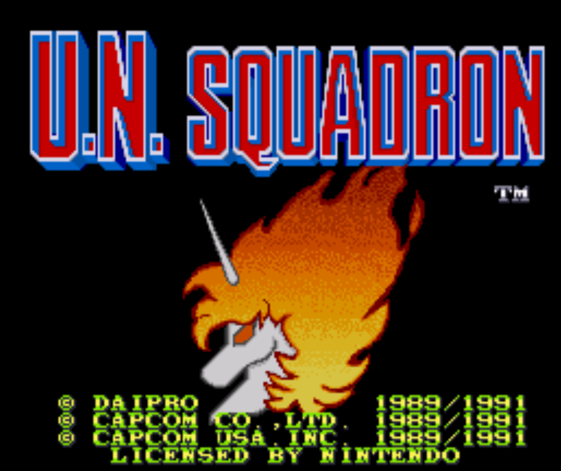 UN Squadron Title Screen